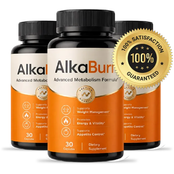 AlkaBurn bottles with the 100% satisfaction guarantee seal